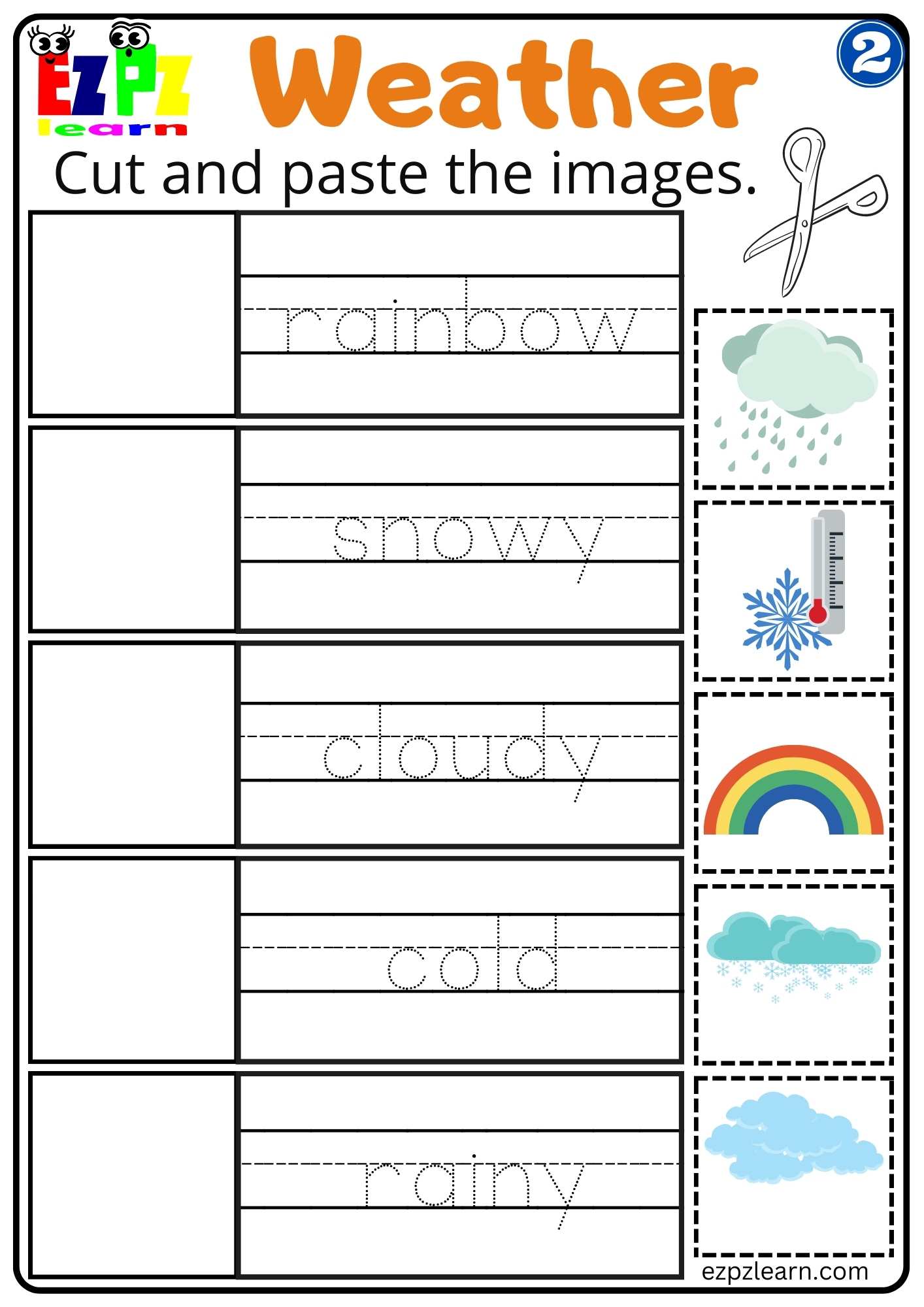 Group 2 Weather Vocab Circle and Write Worksheet for Kids K5 PDF Download